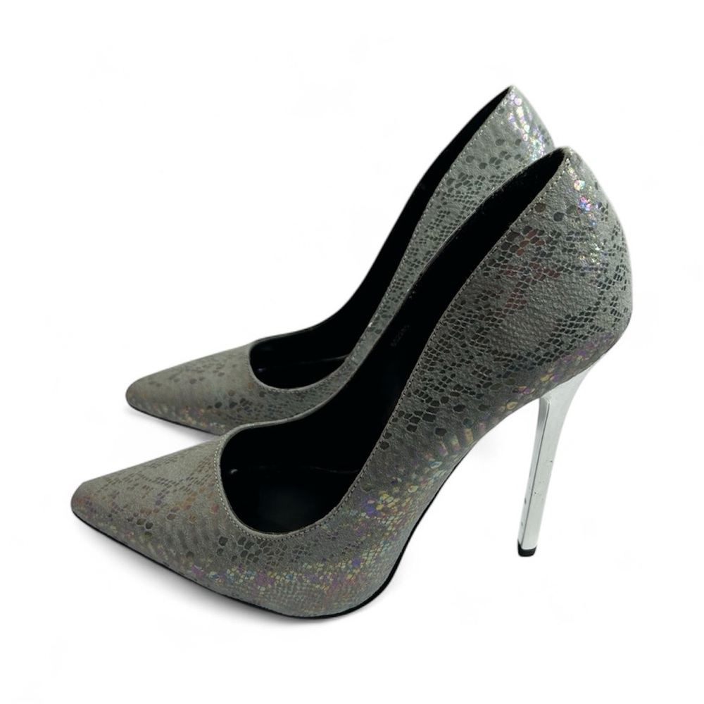 Privileged Champagne Iridescent Faux Snakeskin Stiletto Pumps – Size 8 - Picture 4 of 12